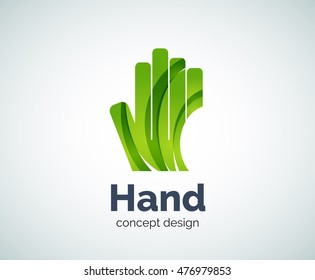 Plantilla de logotipo de mano, icono de negocios con brillo geométrico abstracto