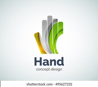 Hand logo template, abstract geometric glossy business icon
