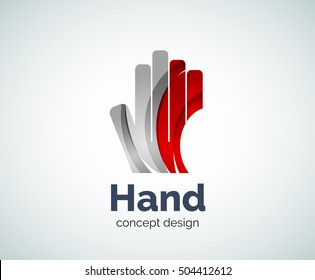 Hand logo template, abstract geometric glossy business icon