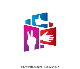 Hand Logo Template Design Vector, Emblem, Concept Design, Creative Symbol, Icon