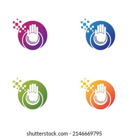 Diseño de iconos de vectores de logotipo de mano