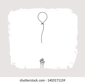 Hand loose balloon for Hand Drawn liane art concept vector illustration.