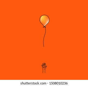 Hand loose balloon for Hand Drawn liane art concept vector illustration.