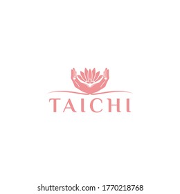 Hand Lotus Design Modern Logo Vector, Tai Chi Health Symbol Illustration.