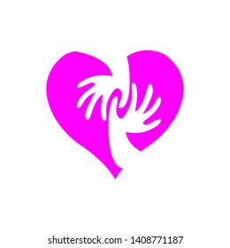 Hand In Love Beauty Care Illustration concept in vector design with the hand in white and the love color is pink 