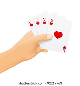 hand with love cards