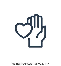 hand and love charity vector icon illustration