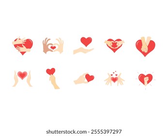 Hand Love Design Element Set