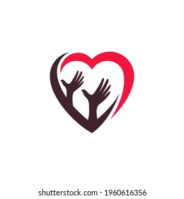 Plantilla de diseño de logotipo plano de amor manual lista para su uso