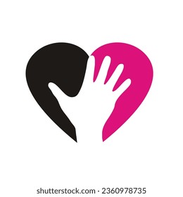 hand with love or heart, flat design.