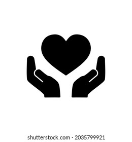 HAND AND LOVE ICON, HEART HEALTH CARE SYMBOL