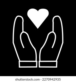 hand and love icon isolated on black background, vector illustration