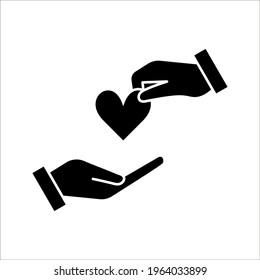 Hand and love icon vector design template on white background. color editable