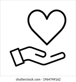 Hand and love icon vector design template on white background. color editable