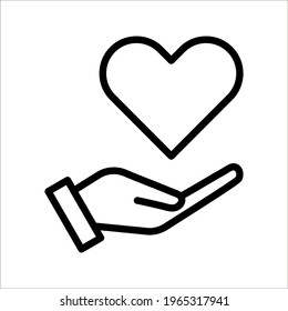 Plantilla de diseño vectorial de icono de mano y amor sobre fondo blanco. modificable por color
