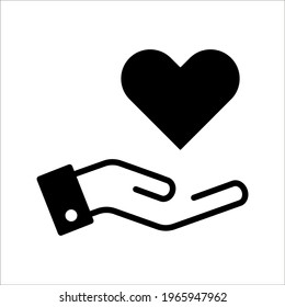 Hand and love icon vector design template on white background. color editable