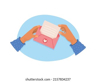 hand with love letter icon