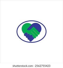 Hand Love logo in blue and green on a white background