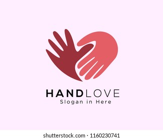 hand love logo, love care logo
