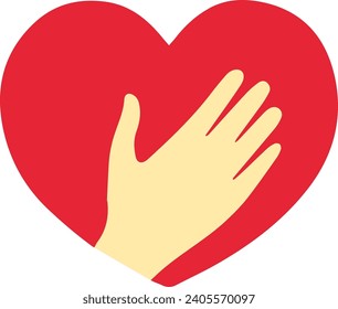 Hand in Love Logo Concept Vector Illustration
