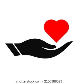 Hand Love Logo Design. Love Logo mit Hand Konzept Vektor. Design des Hand-Heart-Logos