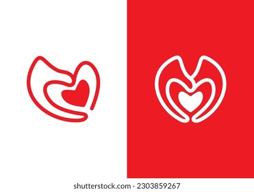 hand love logo design. simple creative linear style symbol icon vector.