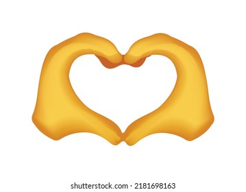 hand love logo symbol isolated white background vector hands yellow cartoon heart emoticons comment social media chat friend reactions, icon template element emoji character message svg