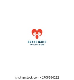Hand Love logo template design in Vector illustration 