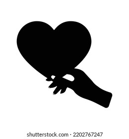 Hand love mini heart icon | Black Vector illustration |