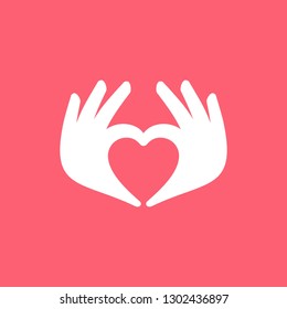 hand love pink valentine logo vector illustration