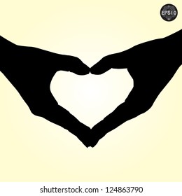 Hand in love shape silhouette, Vector illustration eps10