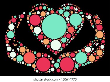 hand love shape vector design by color point