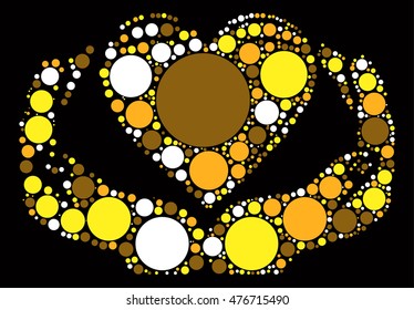 hand love shape vector design by color point