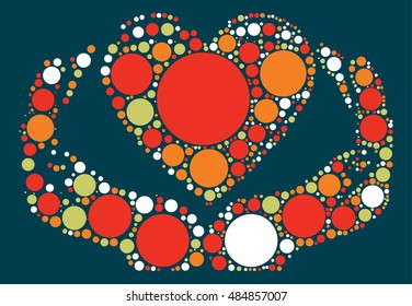 hand love shape vector design by color point