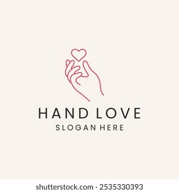 Hand love symbol logo vector design template