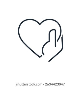 Mão com amor. Trust, sincerity.Vetor ilustração ícone linear isolado no fundo branco.
