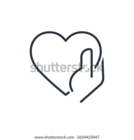 Hand with love. Trust, sincerity.Vector linear icon illustration isolated on white background.