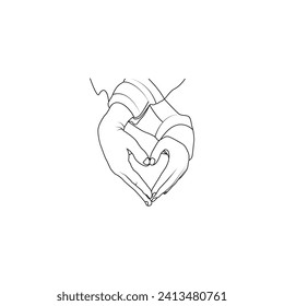 hand with love vector design. cute hand cartoon or love symbol. Han drew ink hearts for Happy Valentine's Day, wedding invitations, and love greeting cards.