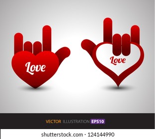 Hand Love vector / for love / valentine's day / concept for gift card / about love. / wedding