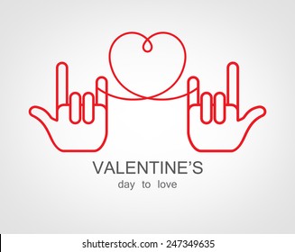 Hand Love vector for valentine's day .