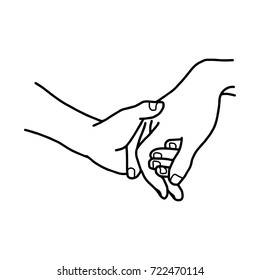 hand of lover holding with love vector illustration sketch hand drawn with black lines, isolated on white background