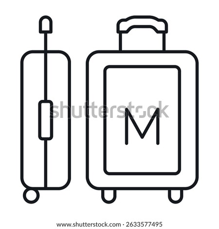 Hand luggage size icon vector illustrating medium luggage dimensions for travel and packing purposes