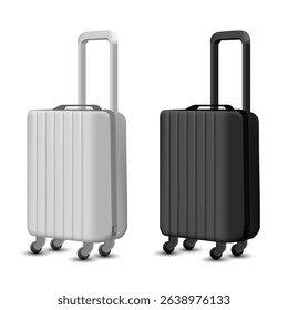 Hand Luggage Suitcase Standing On White Background. EPS10 Vector