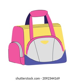 Hand luggage travel bags baggage composition with isolated image of colorful bag vector illustration