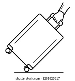 Hand luggage. Vector flat outline icon illustration isolated on white background.