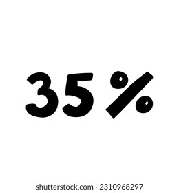 Hand made 20 percent off black ink discount logo special offer lettering. Vector design illustration in cartoon doodle style isolated on white background. For seasonal sale, shop, banner, poster.