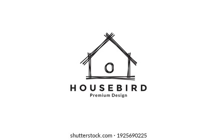 hand made bird house vintage logo design vector icon symbol graphic illustration