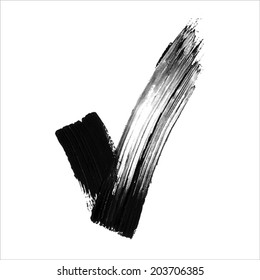 Hand made black acrylic validation V icon. Vector Illustration.