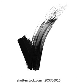 Hand made black acrylic validation V  icon. Vector Illustration.
