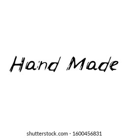 Hand made. Black text, calligraphy, lettering, doodle by hand isolated on white background. Nursery decor, card banner design scandinavian style. Vector